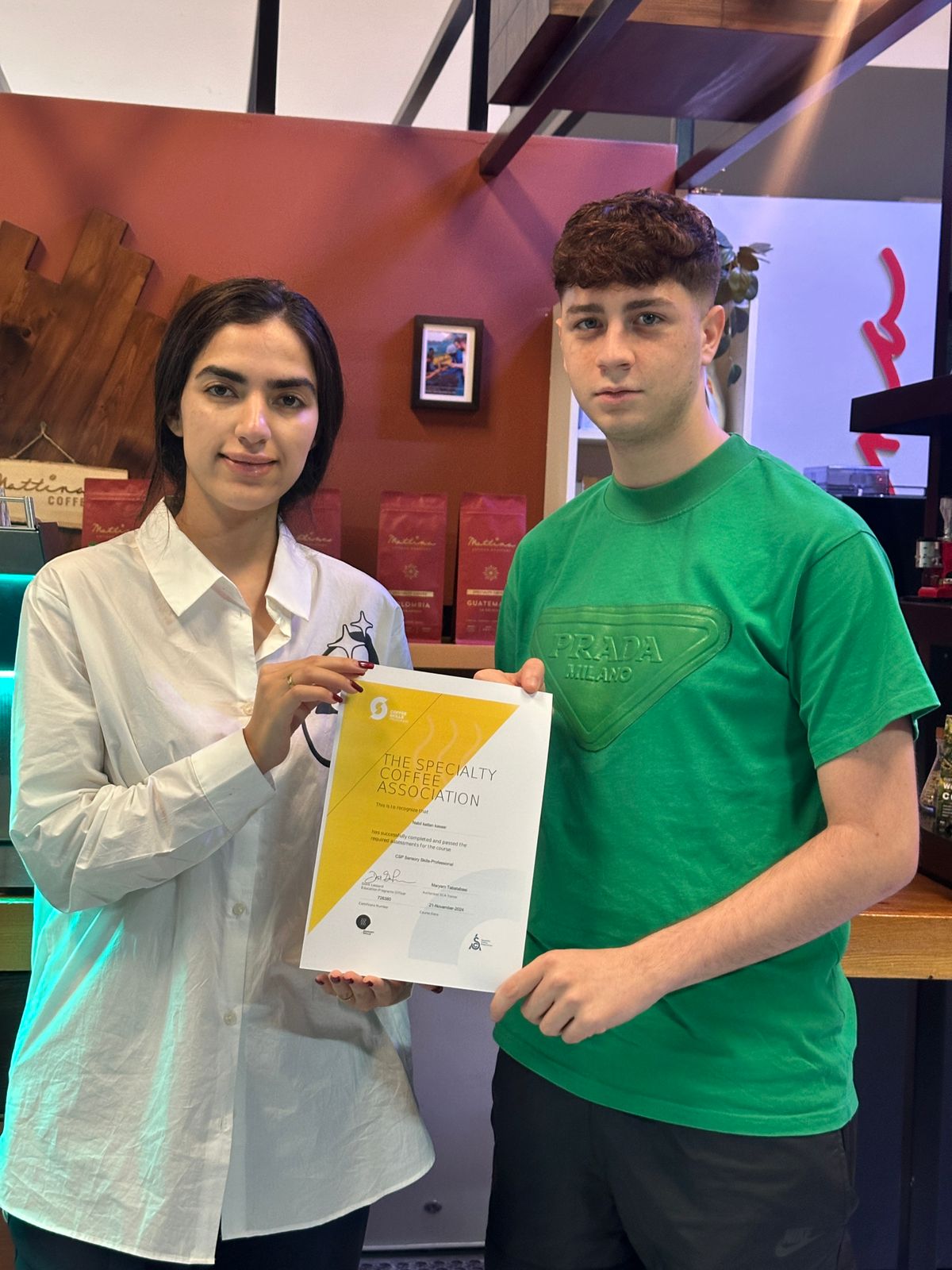 Official certificate for a course completed with Authorized SCA Trainer Maryam Tabatabaei.