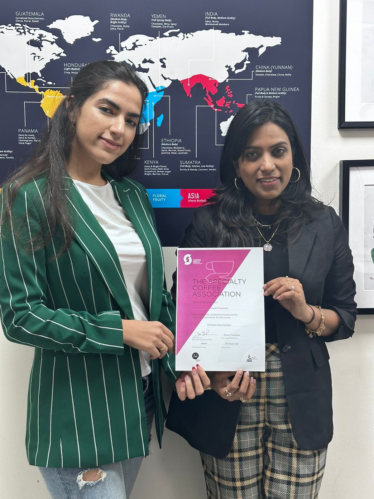 Official certificate for a course completed with Authorized SCA Trainer Maryam Tabatabaei.
